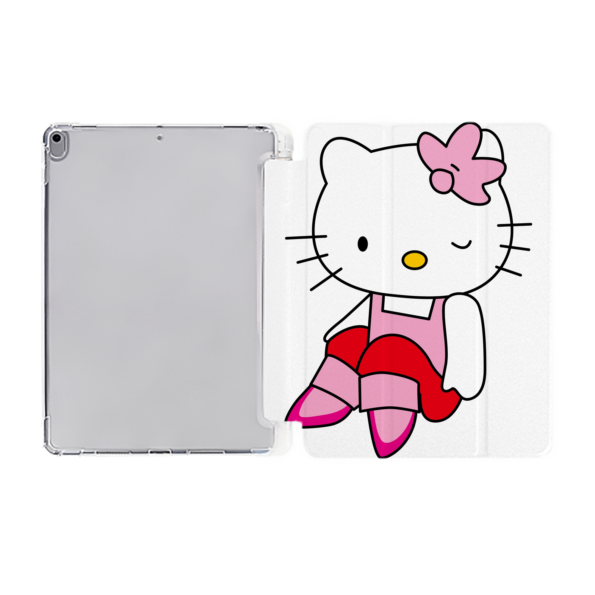 （画像用） Hello Kitty ハローキティ IPad ケース ペン収納付き 三つ折りスタンド PUレザー×シリコン 対応機種9.5/10.5/10.9インチ